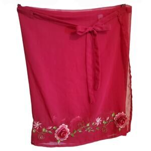 Woman's Pink floral swim suit coverup Ties at the waist OS